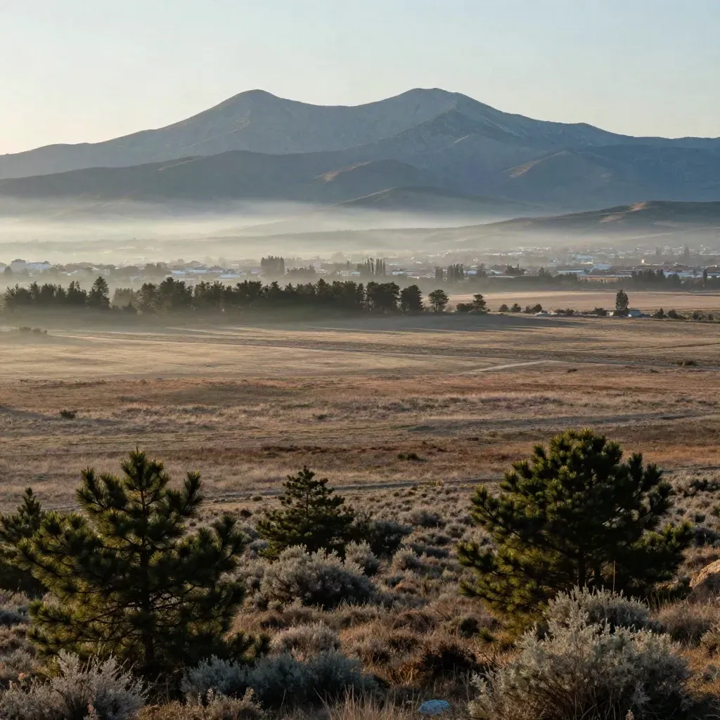 Vista amplia de la Sierra de Guadarrama con niebla matinal sobre la llanura madrileña.